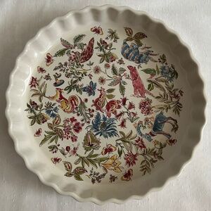 Faiencerie de Gien Jardin Imaginaire Tart Dish Retired Pattern Glazed